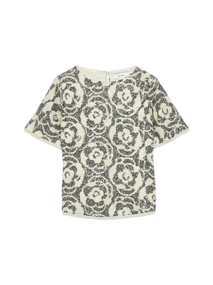 Bluse in beige schwarz
