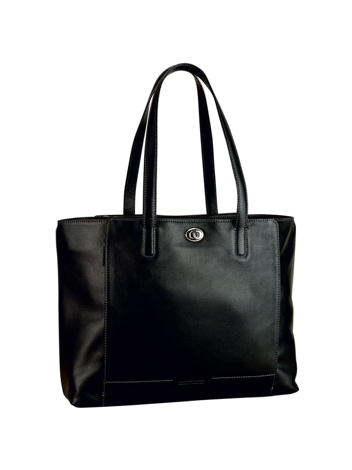 Nizza Shopper Tasche Leder 40 cm schwarz