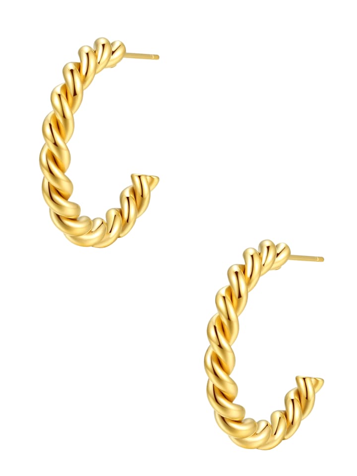 Vergold. Creolen Gedreht Edelstahl in Gold - (D) 3 cm