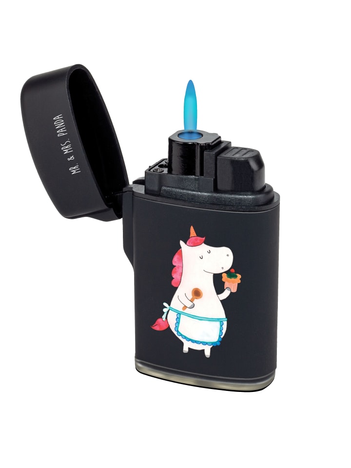 Sturmfeuerzeug Einhorn Küche ohne Spruch in Schwarz