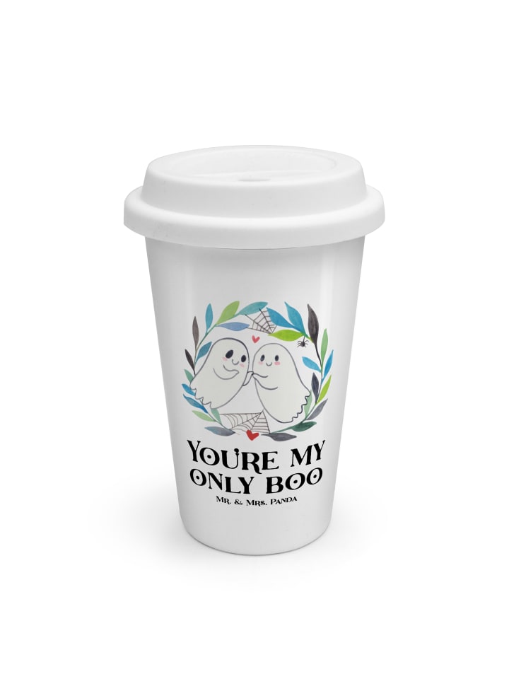 Kaffeebecher Gespenster  Liebe  mit Spruch in Weiß