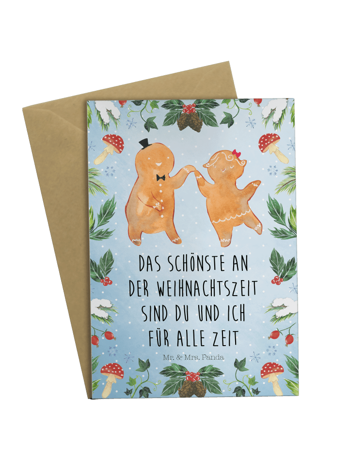 Glückwunschkarte Lebkuchen Pärchen mit Spruch in Weiß