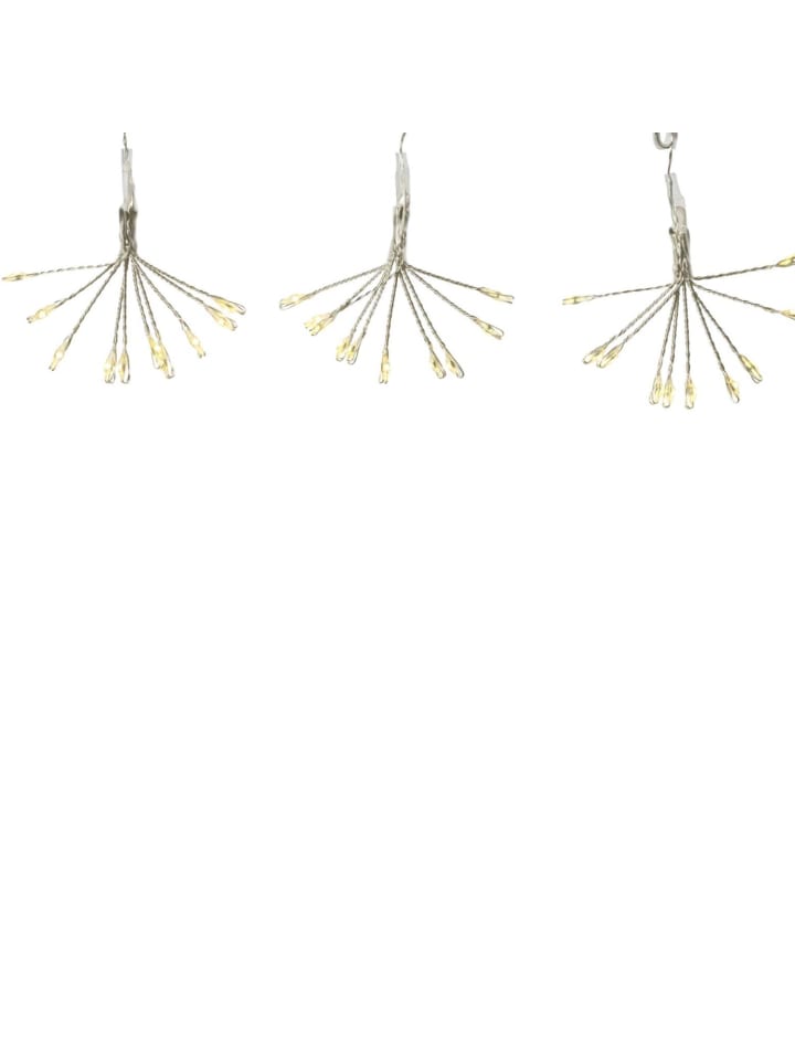 LED Deko Lichterkette Pusteblume 5 Feuerwerk Blüten 50LED L: 1m Timer in silber