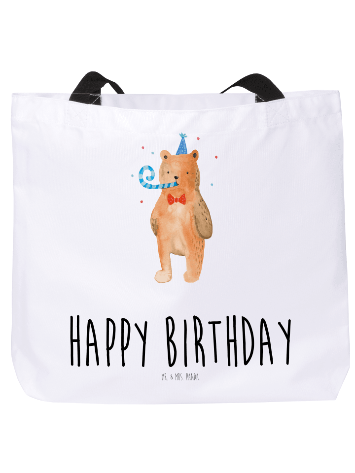 Tasche Bär Geburtstag mit Spruch in Weiß