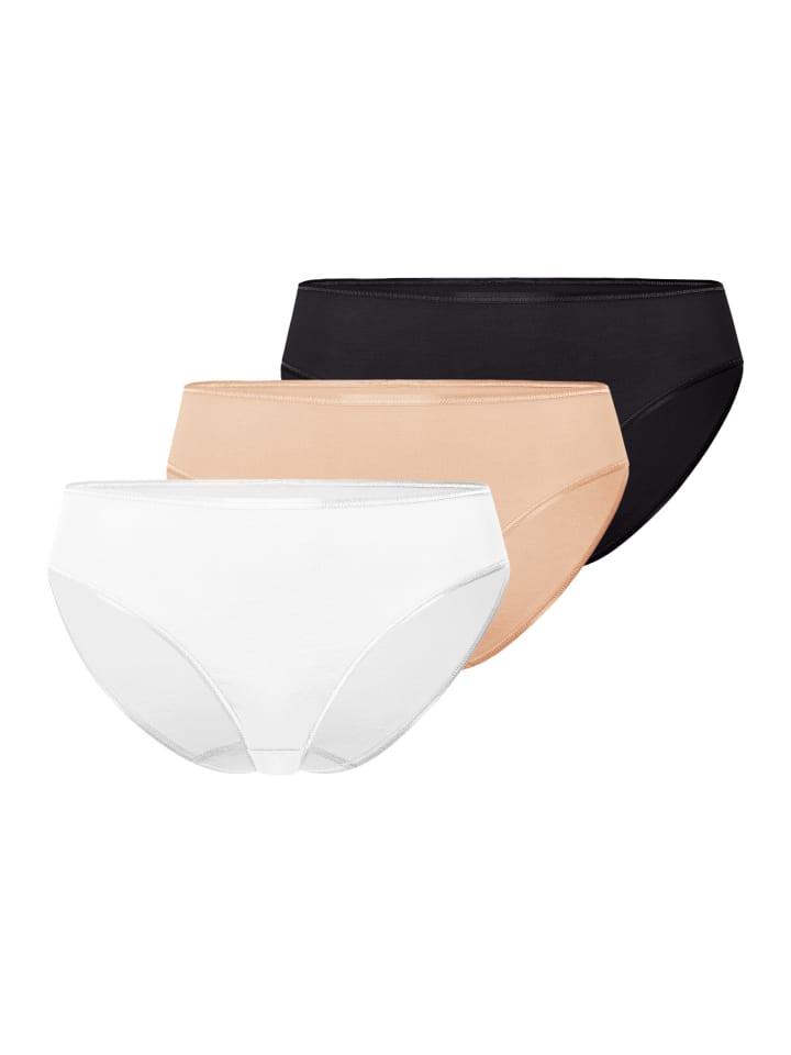 Midi Slip Cotton Seamless in Schwarz / beige / weiß