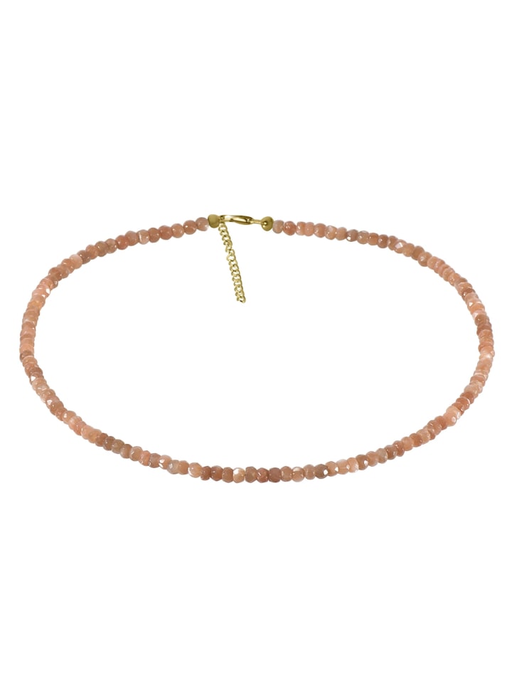 Collier "Mondstein peach 5 mm Kugeln facettiert" in Orange