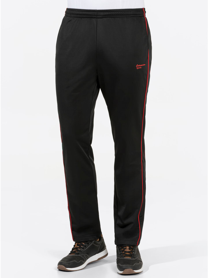 Freizeithose in schwarz-rot