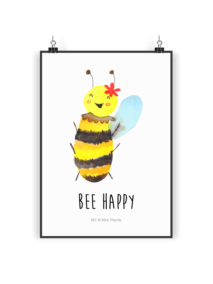 Print Biene Happy mit Spruch in Weiß