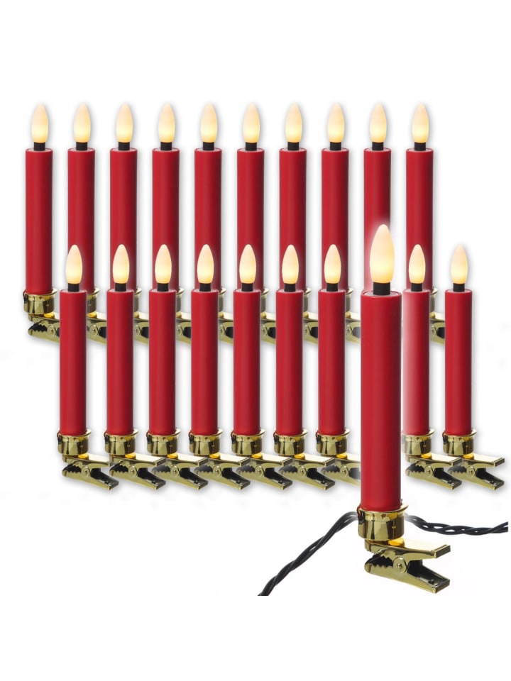 LED Weihnachtskerzen Lichterkette 20 Baumkerzen L: 9,5m in rot