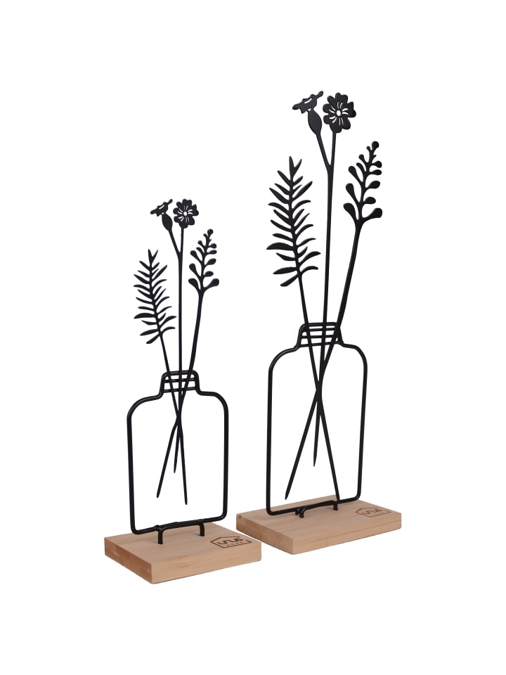 Aufsteller Blumenvase 2er Set in Schwarz