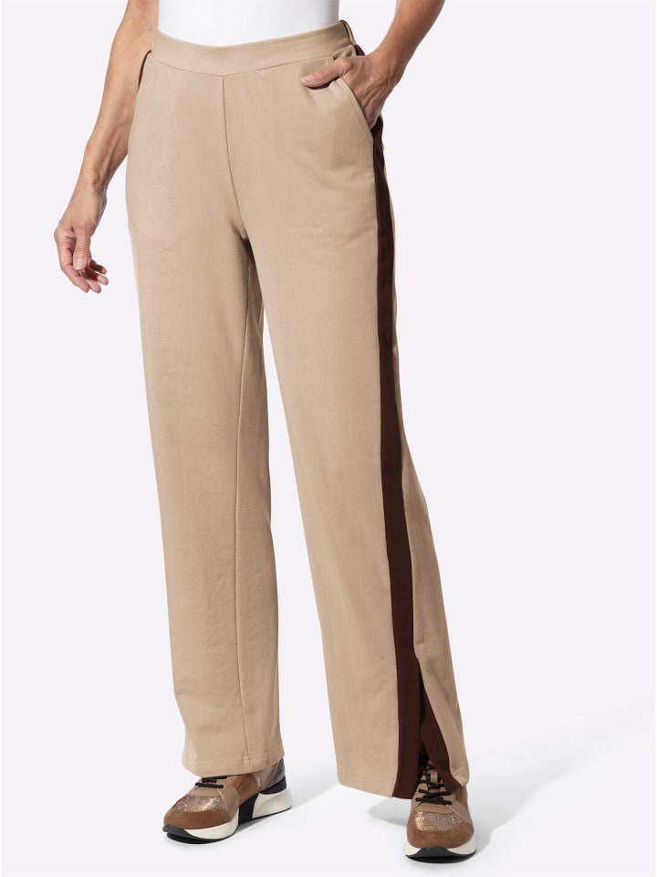 Sweathose in beige-schoko