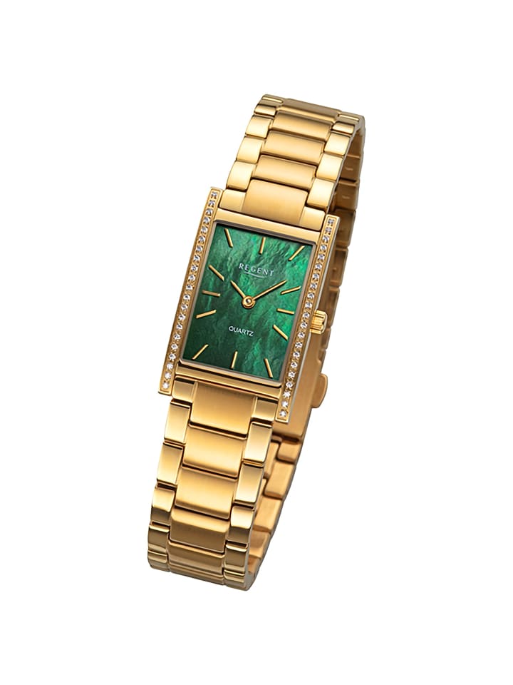 Analog-Armbanduhr Regent Metallarmband gold klein (ca. 20 x 32,5mm)