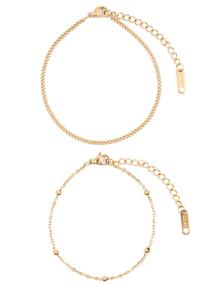 Vergold. Armbänder 2er Set Edelstahl in Gold