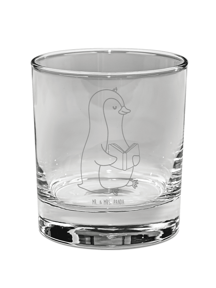 Whiskey Glas Pinguin Buch ohne Spruch in Transparent