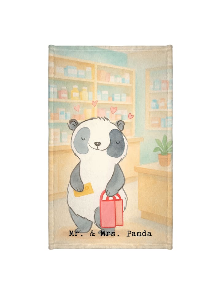 Handtuch Panda Shopping Design ohne Spruch in Weiß