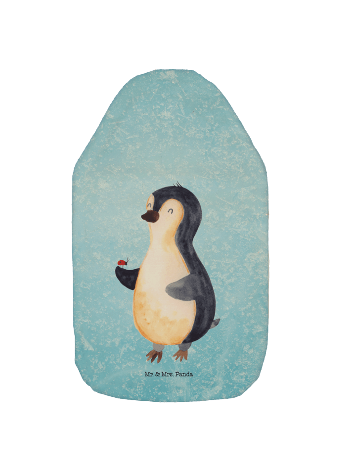 Wärmflasche Pinguin Marienkäfer ohne Spruch in Eisblau