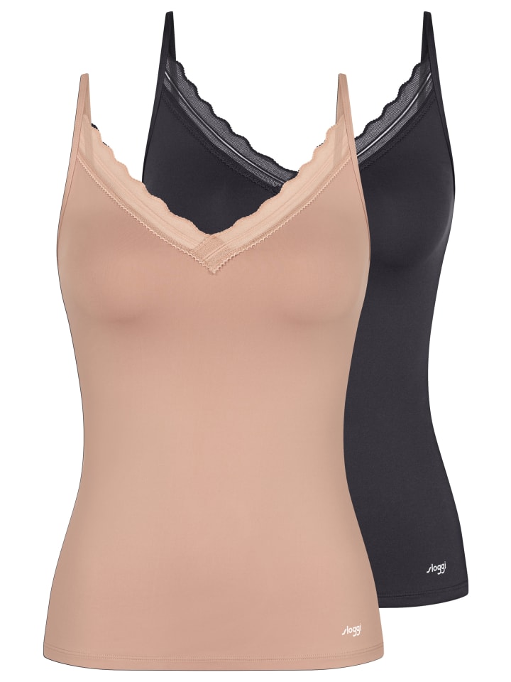 Spaghetti Top Go Blush in Schwarz / Beige