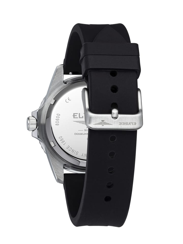Elysee Quarzuhr GMT günstig schwarz BK7 in Silikon limango | Schwarz Pro kaufen