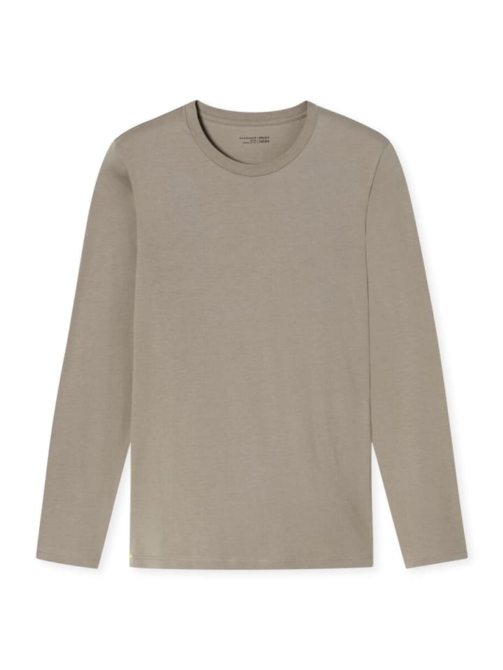 Langarmshirt Rundhals in Braungrau