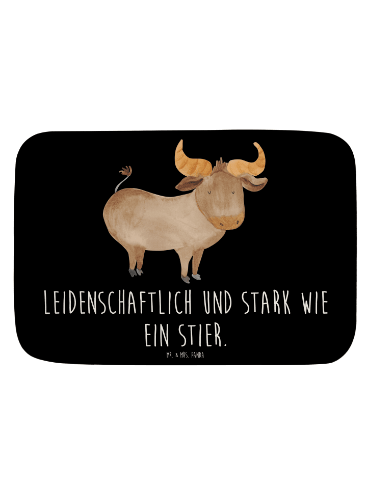 Badeteppich Sternzeichen Stier mit Spruch in Schwarz