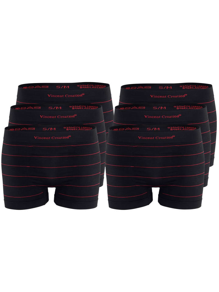 Boxershorts 6er Pack, Seamless, Nadelstreifen in schwarz/rot