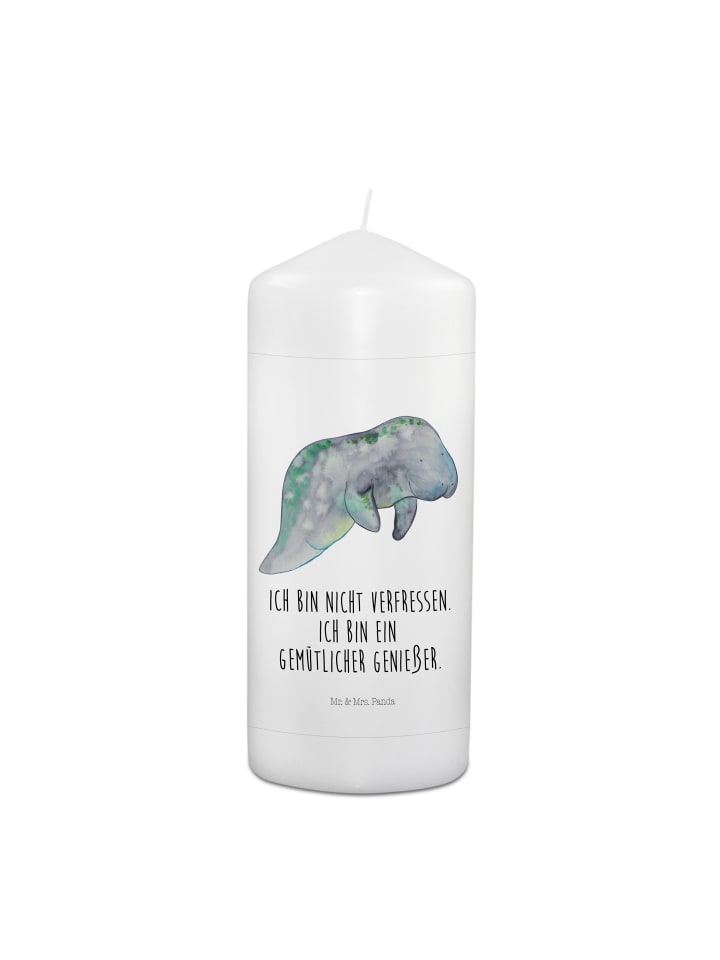 Kerze Seekuh Chillen mit Spruch in Weiß