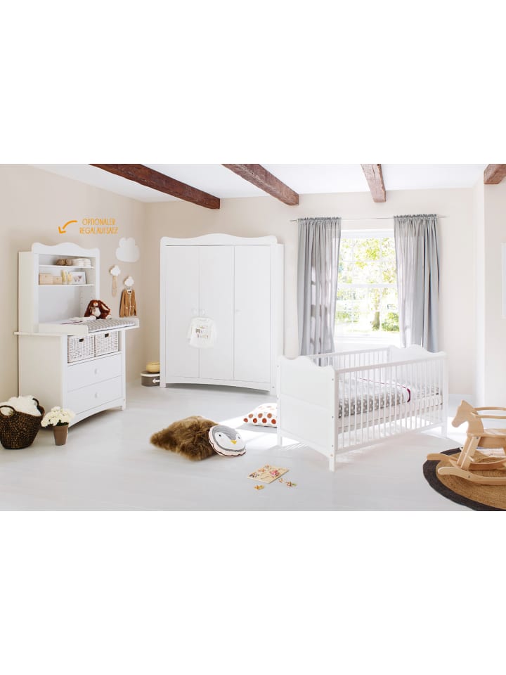 Kinderzimmer-Set Florentina breit groß inkl. breitem Regalaufsatz, 4-tlg.