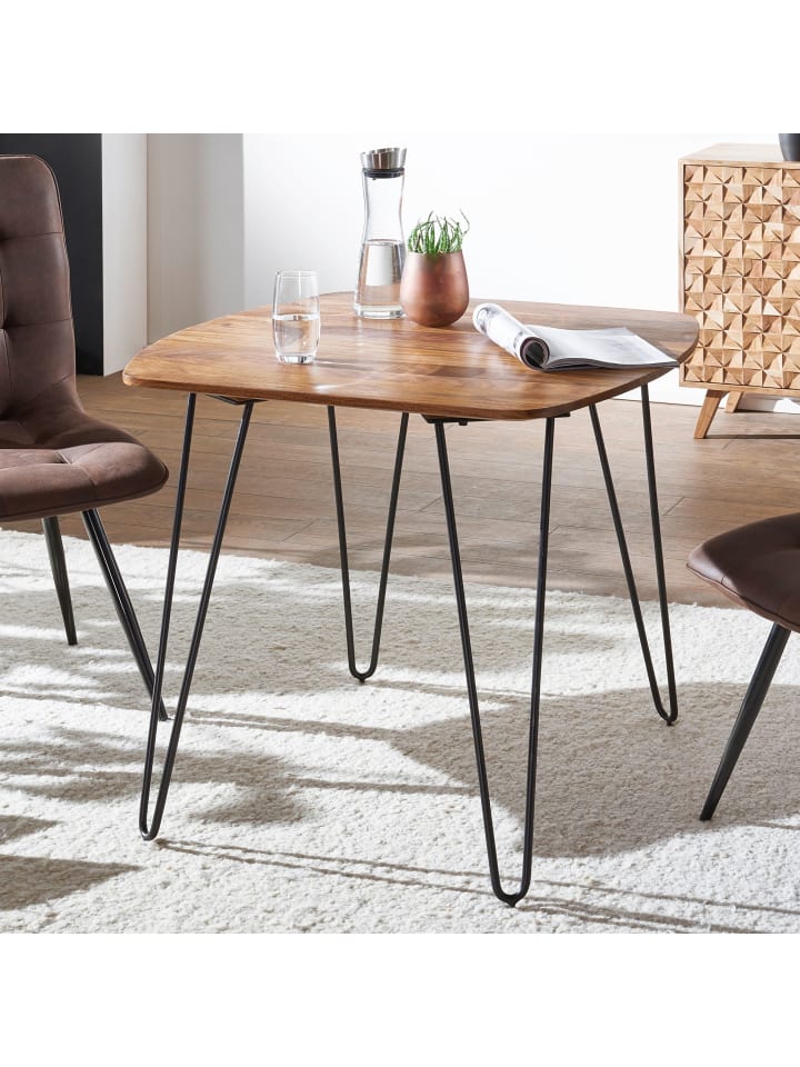 Esstisch in Braun / Sheesham / 80x80x76