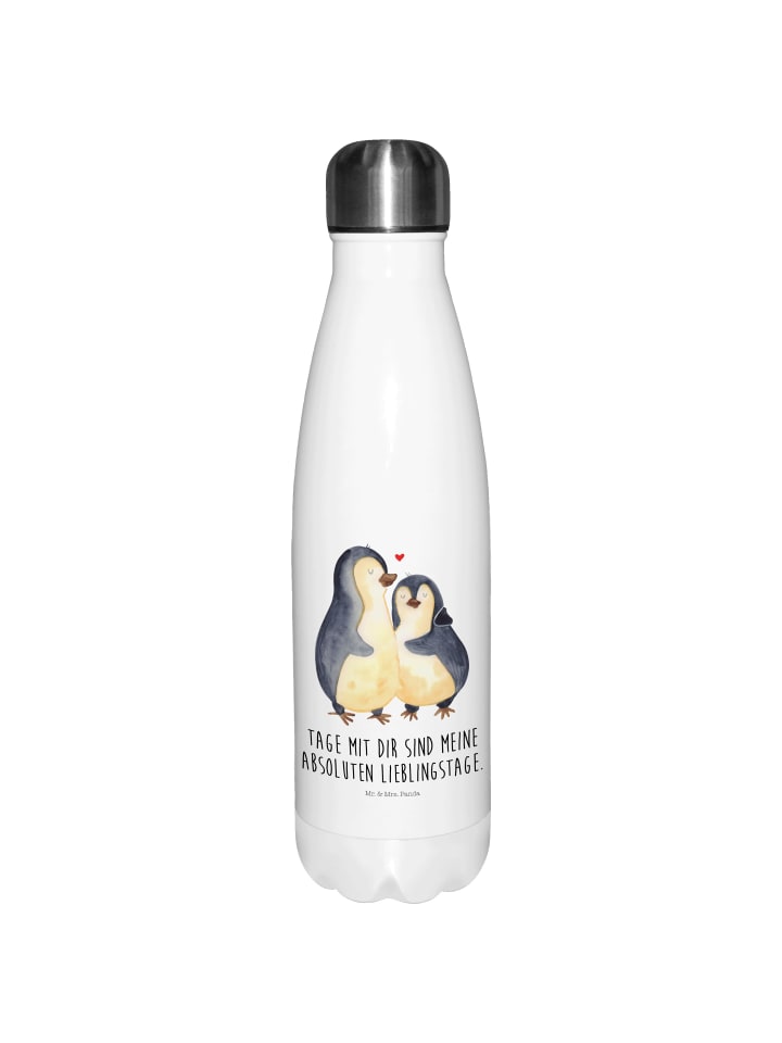 Thermos Pinguin umarmen mit Spruch in Weiß