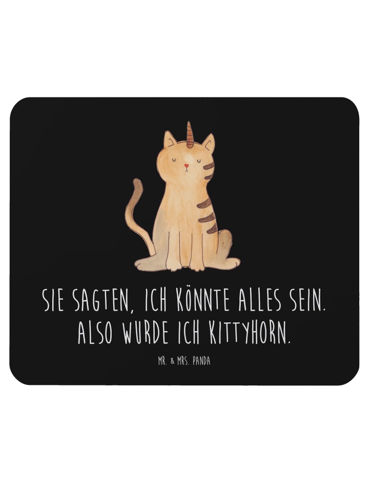 Maus Pad Einhorn Katze mit Spruch in Schwarz