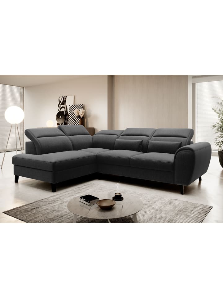 Nobel Recamiere Links in Schwarz - (L) 265 x (B) 265 x (H) 100 cm