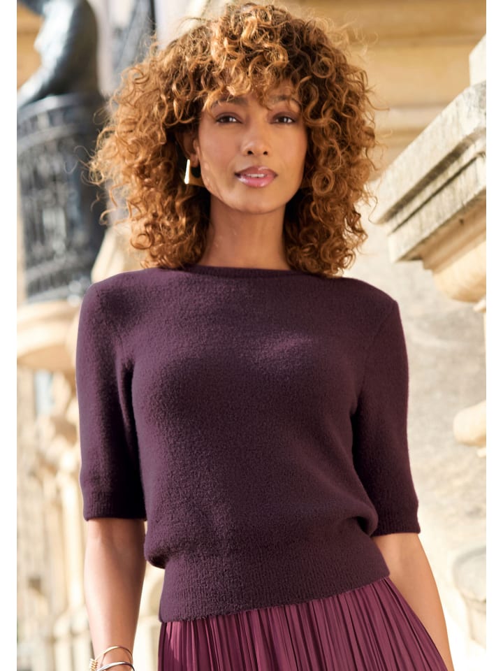 Kurzarmpullover in bordeaux