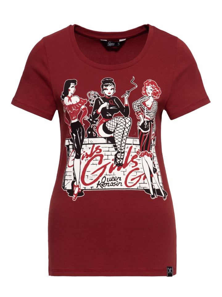 Queen Kerosin Print T-Shirt Girls Girls Girls in terra