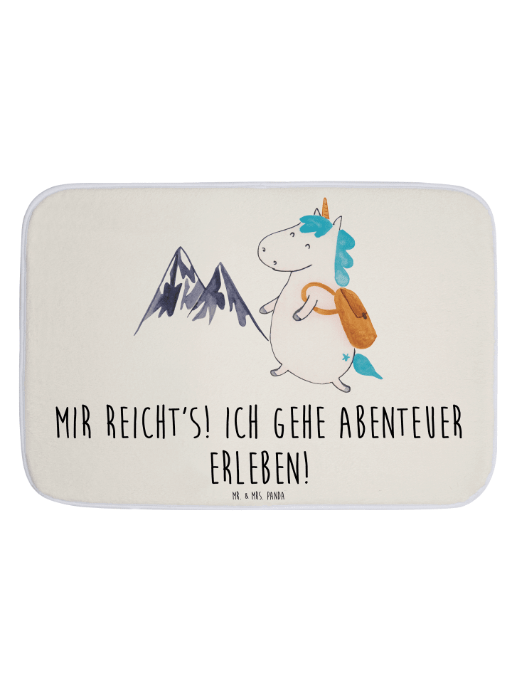Badteppich Einhorn Bergsteiger mit Spruch in Weiß