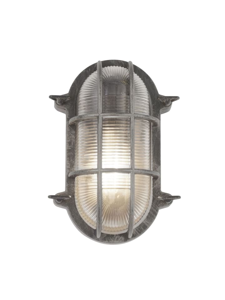 Außen Wandlampe (B)16 x (H)25 cm in Silber Antik Klar/Transparent