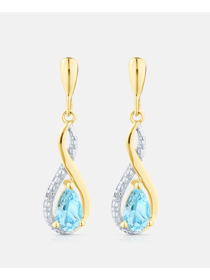 Ohrhänger, mit Blautopas, 375 Gelbgold