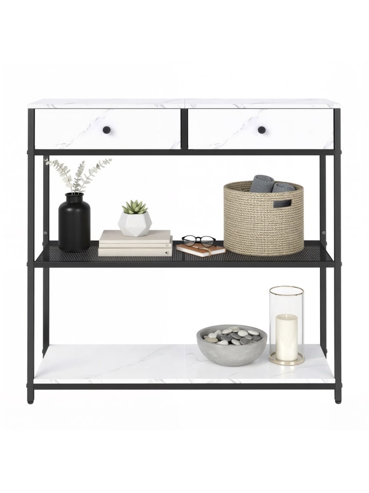 Flurtisch Dacey in Weiß-Schwarz - (B)76 x (H)80 x (T)24 cm