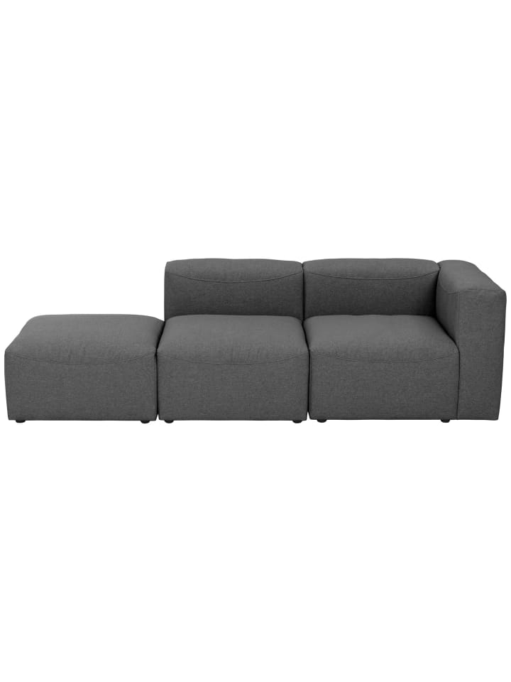 SOFA 2-Sitzer mit Hocker links Kattrina Flachgewebe anthrazit