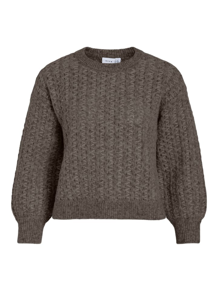 Weicher Strickpullover mit Rundhalsausschnitt und langen Ärmeln in Hellbraun