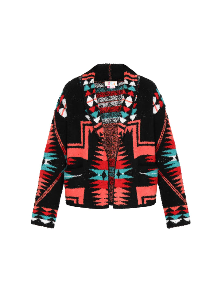 Women Cardigan in black multicolor