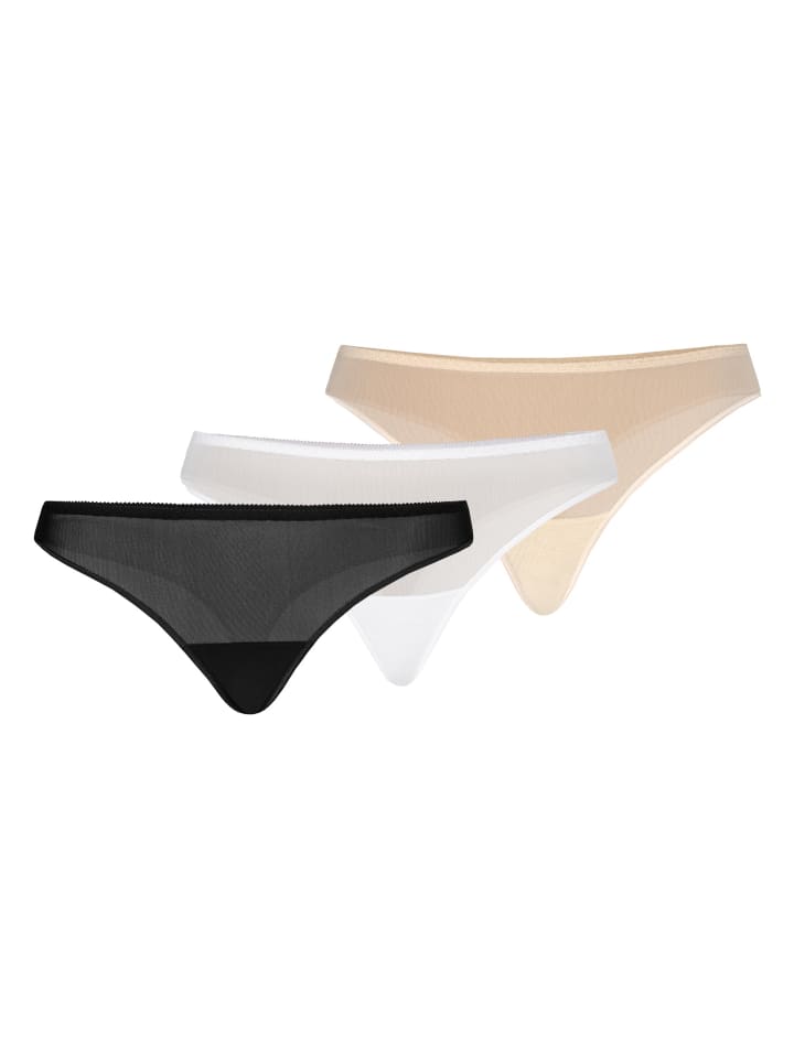 3er Pack: Mesh Tanga Nikola in mehrfarbig