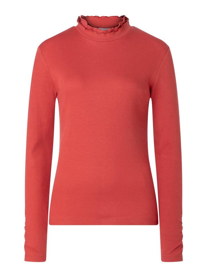 schmales, feminines Rippenshirt in samba orange