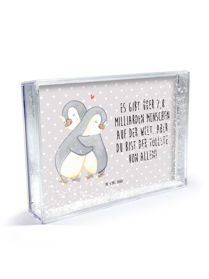 Bilderrahmen Pinguine Kuscheln mit Spruch in Grau Pastell