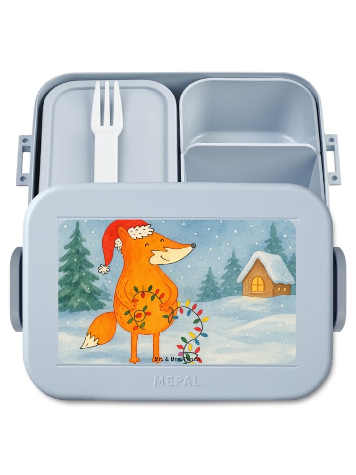 Bentobox Fuchs Weihnachten Design ohne Spruch in Blau Pastell