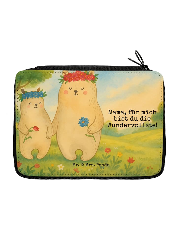 Federtasche Bären mit Blumenkranz Design mit Sp... in Weiß