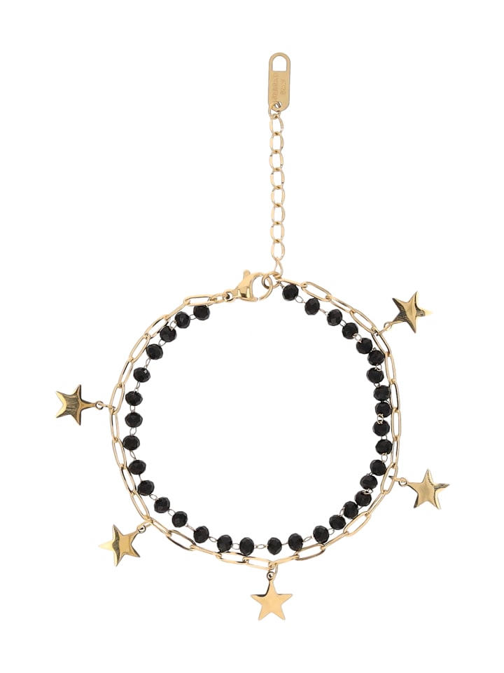 Women Bracelet With Barrel Clasp in Gold Black