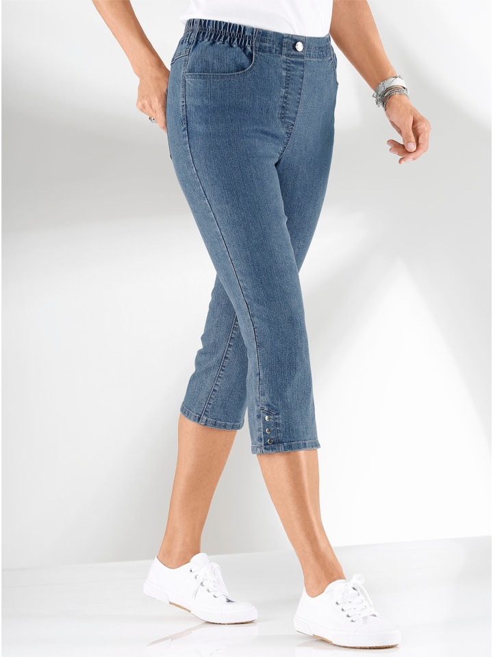 Capri-Jeans in blue-bleached
