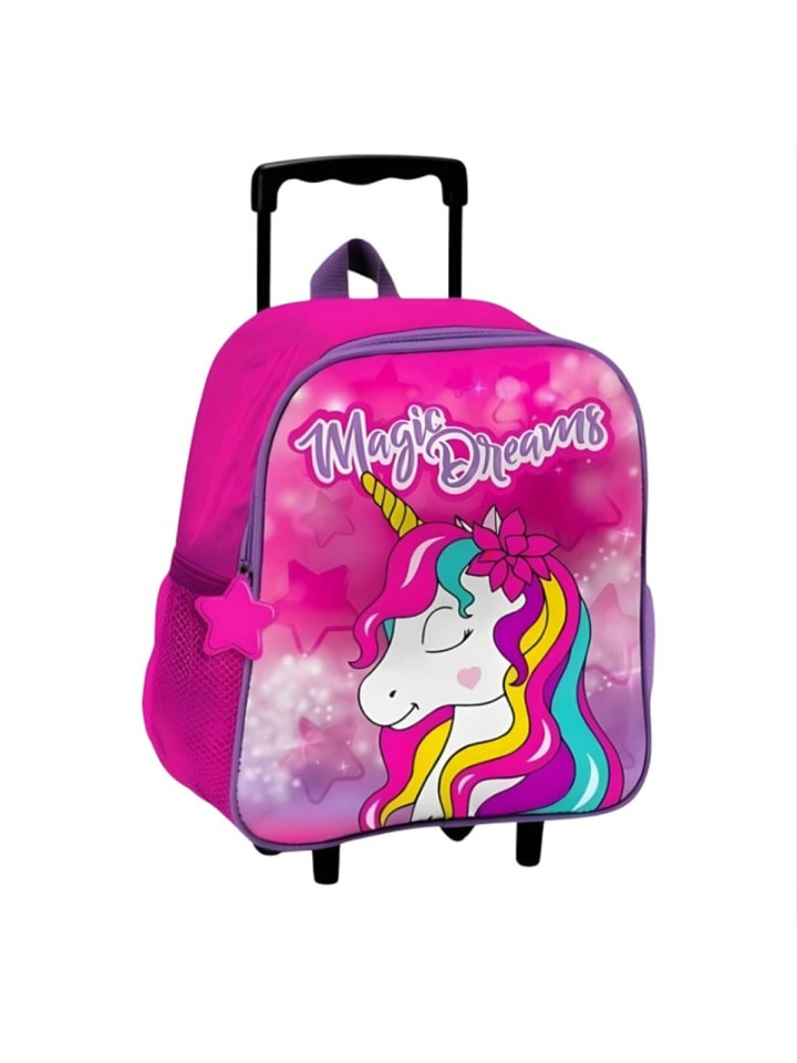 Unicorn Trolley-Rucksack Schultasche und Reisetasche in einem in Rosa