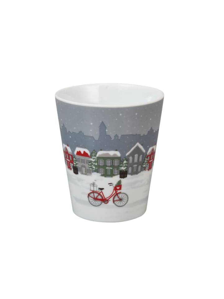 Happy Mug Becher aus Riding in the city in grau