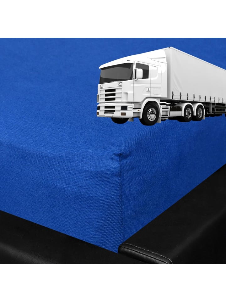Spannbettlaken LKW Truck in royalblau